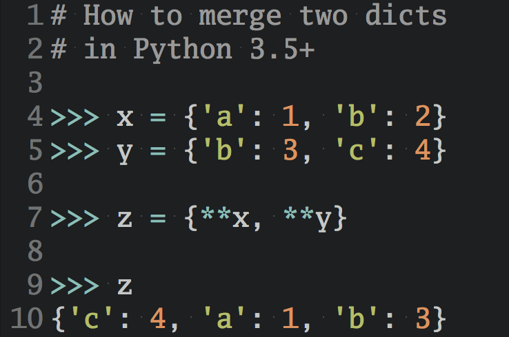 Слияние словаря Python Tricks